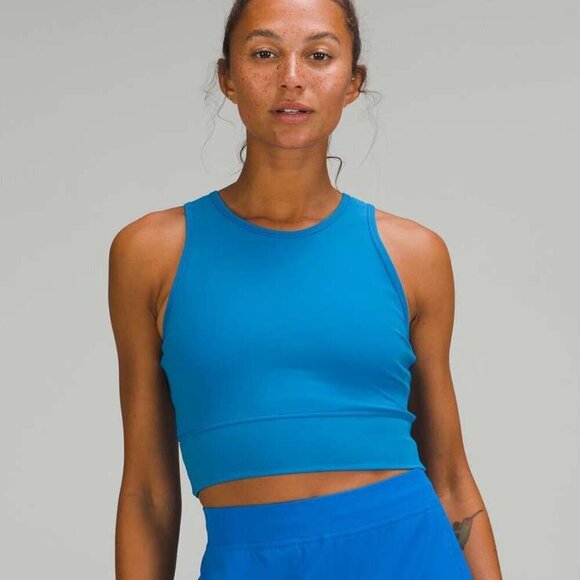 NWT Lululemon Mesh-Back Training Cropped Tank Top - 4 Poolside Blue - Picture 2 of 8